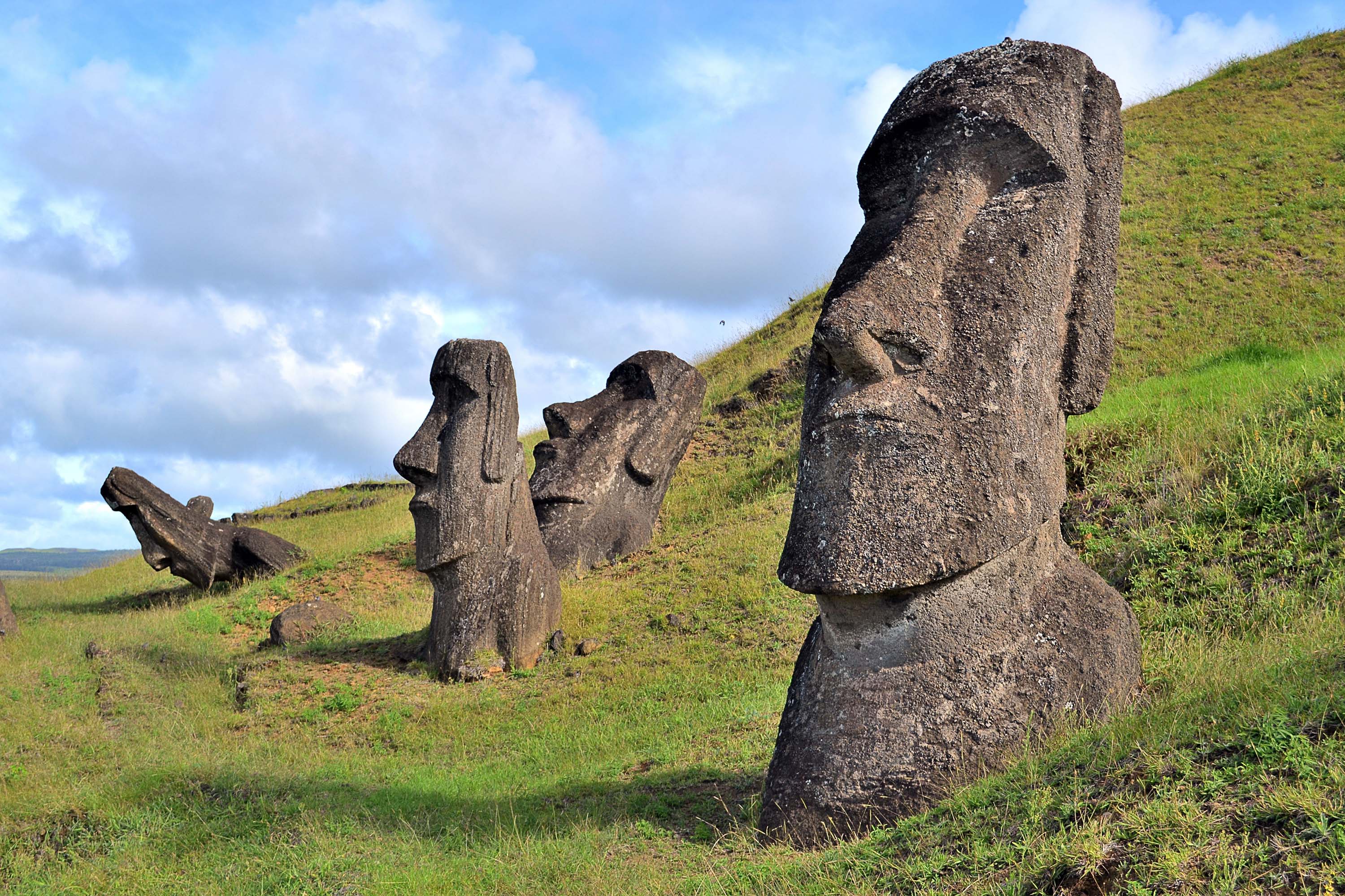 Row of moai statues on Easter Island