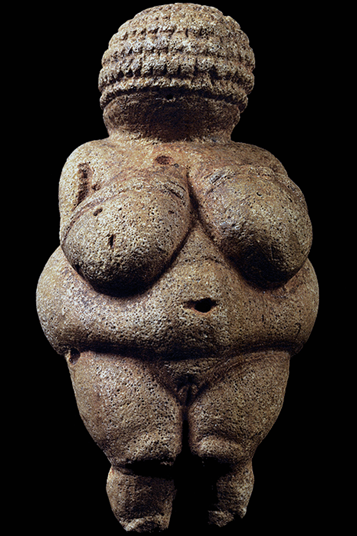 Front view of the Venus of Willendorf figurine