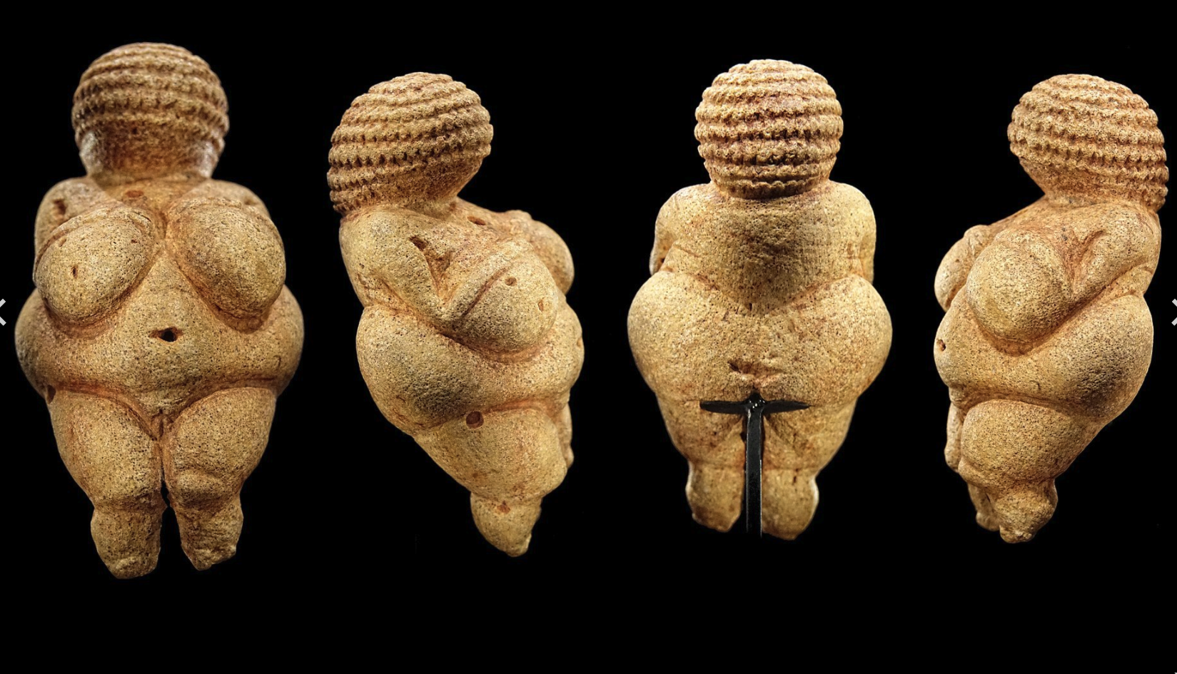 Multiple angles of the Venus of Willendorf figurine